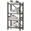 imageDesktop Bookshelf 4Tier Stackable Narrow Bookcase Adjustable Industrial Desk Organizer ampamp Hutch  Rustic Brown Wood Desktop Book Organizer for Living Room Bedroom ampamp Home OfficeGrey