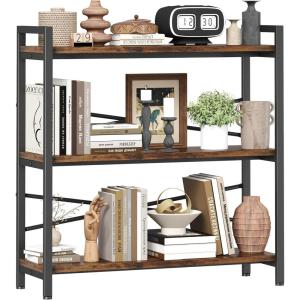 imageBook Shelf 3 Tier Bookshelf 3149quot Width Book Shelf Storage and Organization Wooden and Metal Industrial Bookcase Large Book Shelves for Home Living Room Bedroom Office StorageVintageVintage