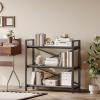 imageHomeiju Bookshelf 3 Tier Industrial Bookcase Metal Small Bookcase Rustic Etagere Book Shelf Storage Organizer for Living Room Bedroom and Home OfficeRustic Brown Patent Pending D29873033Grey