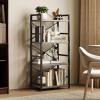 imageHomeiju Bookshelf 3 Tier Industrial Bookcase Metal Small Bookcase Rustic Etagere Book Shelf Storage Organizer for Living Room Bedroom and Home OfficeRustic Brown Patent Pending D29873033Grey