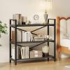 imageHomeiju Bookshelf 3 Tier Industrial Bookcase Metal Small Bookcase Rustic Etagere Book Shelf Storage Organizer for Living Room Bedroom and Home OfficeRustic Brown Patent Pending D29873033Grey