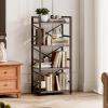 imageHomeiju Bookshelf 3 Tier Industrial Bookcase Metal Small Bookcase Rustic Etagere Book Shelf Storage Organizer for Living Room Bedroom and Home OfficeRustic Brown Patent Pending D29873033Grey
