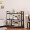 imageHomeiju Bookshelf 3 Tier Industrial Bookcase Metal Small Bookcase Rustic Etagere Book Shelf Storage Organizer for Living Room Bedroom and Home OfficeRustic Brown Patent Pending D29873033Grey