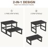 imageHomeiju 3 in 1 Step Stools for Adults Kids Toddler Heavy Duty Wooden Step Stool with NonSlip Pads 2 Tire Step Stool for Kitchen Bathroom Bedroon Stepping Stool Rustic BrownBlack