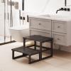 imageHomeiju 3 in 1 Step Stools for Adults Kids Toddler Heavy Duty Wooden Step Stool with NonSlip Pads 2 Tire Step Stool for Kitchen Bathroom Bedroon Stepping Stool Rustic BrownBlack