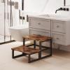imageHomeiju 3 in 1 Step Stools for Adults Kids Toddler Heavy Duty Wooden Step Stool with NonSlip Pads 2 Tire Step Stool for Kitchen Bathroom Bedroon Stepping Stool Rustic BrownRustic Brown