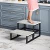 imageHomeiju 3 in 1 Step Stools for Adults Kids Toddler Heavy Duty Wooden Step Stool with NonSlip Pads 2 Tire Step Stool for Kitchen Bathroom Bedroon Stepping Stool Rustic BrownLight Grey