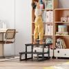 imageHomeiju 3 in 1 Step Stools for Adults Kids Toddler Heavy Duty Wooden Step Stool with NonSlip Pads 2 Tire Step Stool for Kitchen Bathroom Bedroon Stepping Stool Rustic BrownBlack