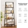 imageHomeiju 4Tier Leaning Ladder Bookshelf Rustic and Wood Ladder Shelf Bookcase Industrial Ladder Shelf Storage Rack for Home Office Bedroom Bathroom or Kitchen