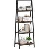 imageHomeiju 4Tier Leaning Ladder Bookshelf Rustic and Wood Ladder Shelf Bookcase Industrial Ladder Shelf Storage Rack for Home Office Bedroom Bathroom or Kitchen