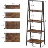 imageHomeiju 4Tier Leaning Ladder Bookshelf Rustic and Wood Ladder Shelf Bookcase Industrial Ladder Shelf Storage Rack for Home Office Bedroom Bathroom or Kitchen