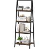 imageHomeiju 4Tier Leaning Ladder Bookshelf Rustic and Wood Ladder Shelf Bookcase Industrial Ladder Shelf Storage Rack for Home Office Bedroom Bathroom or Kitchen