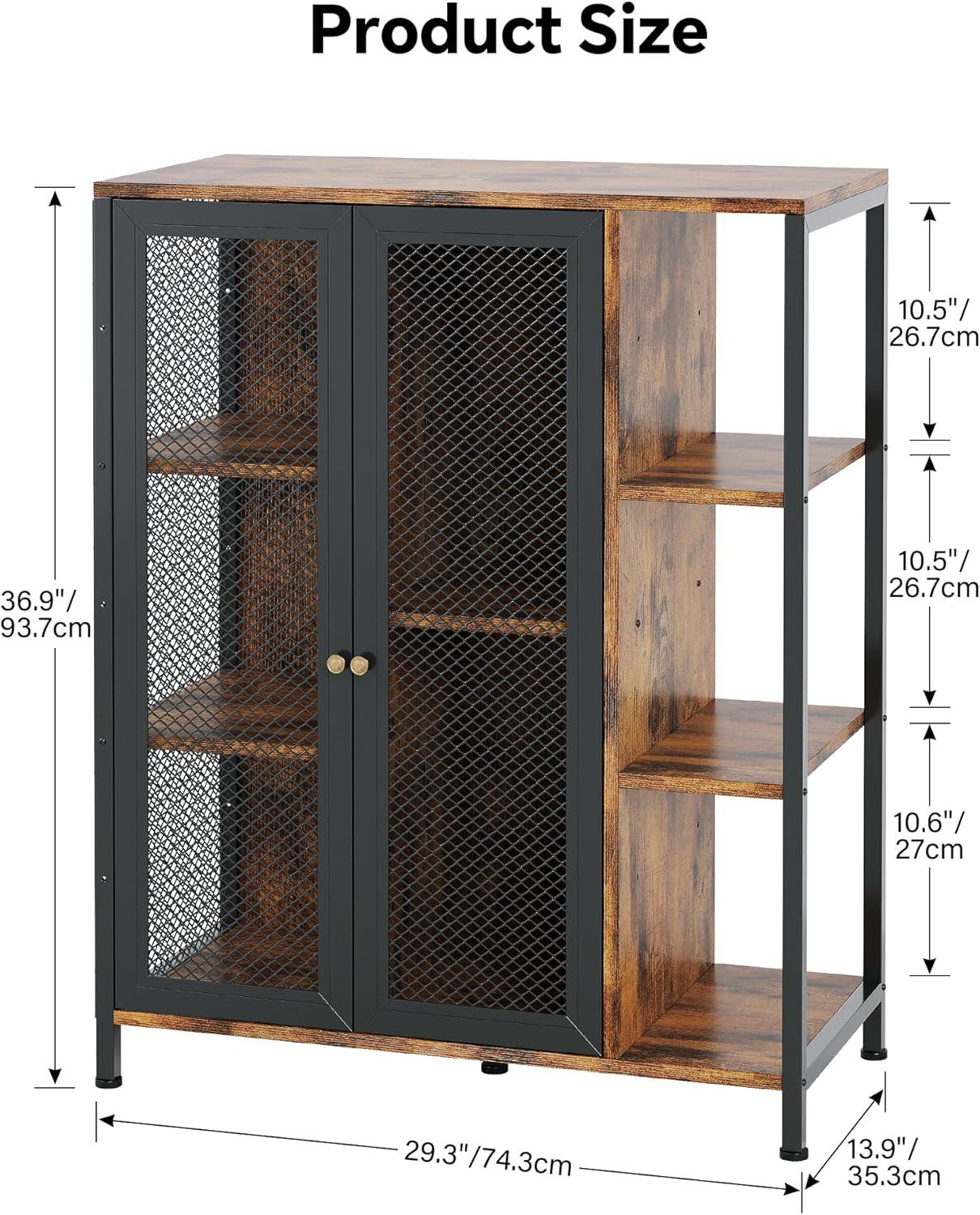 imageCoffee Bar Cabinet with Storage Liquor Cabinet Bar with 2 Visible Doors Small Coffee Station Cabinets Farmhouse Industrial Buffet Sideboard Cabinets for Home Kitchen Dining Room Living Room