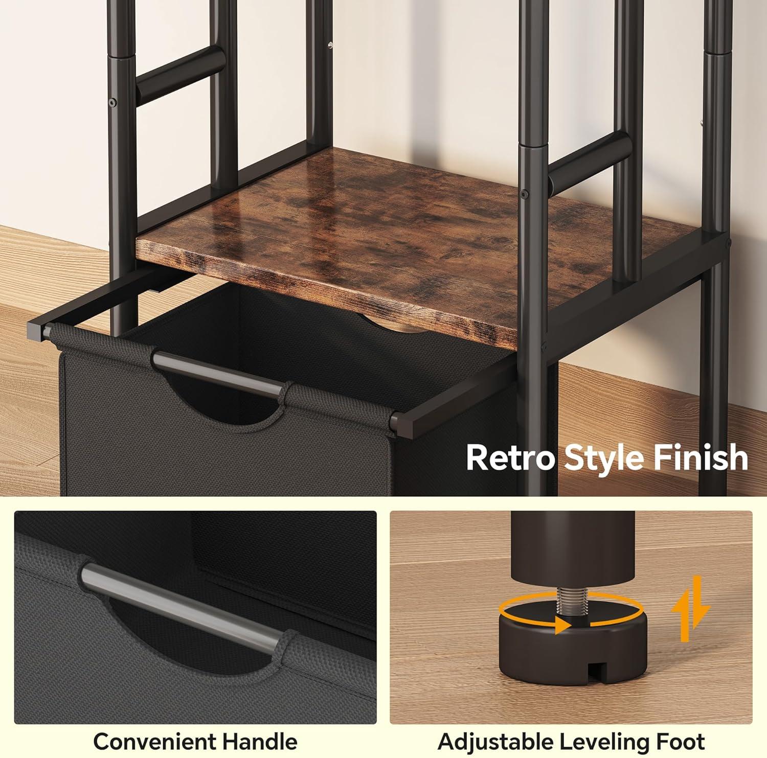 imageFreeStanding Towel Rack for Bathroom ampamp Blanket Holder 3Tier Towel Drying Rack 156quot L x 118quot W x 417quot H Blanket Ladder for BedroomLiving RoomRustic Brown