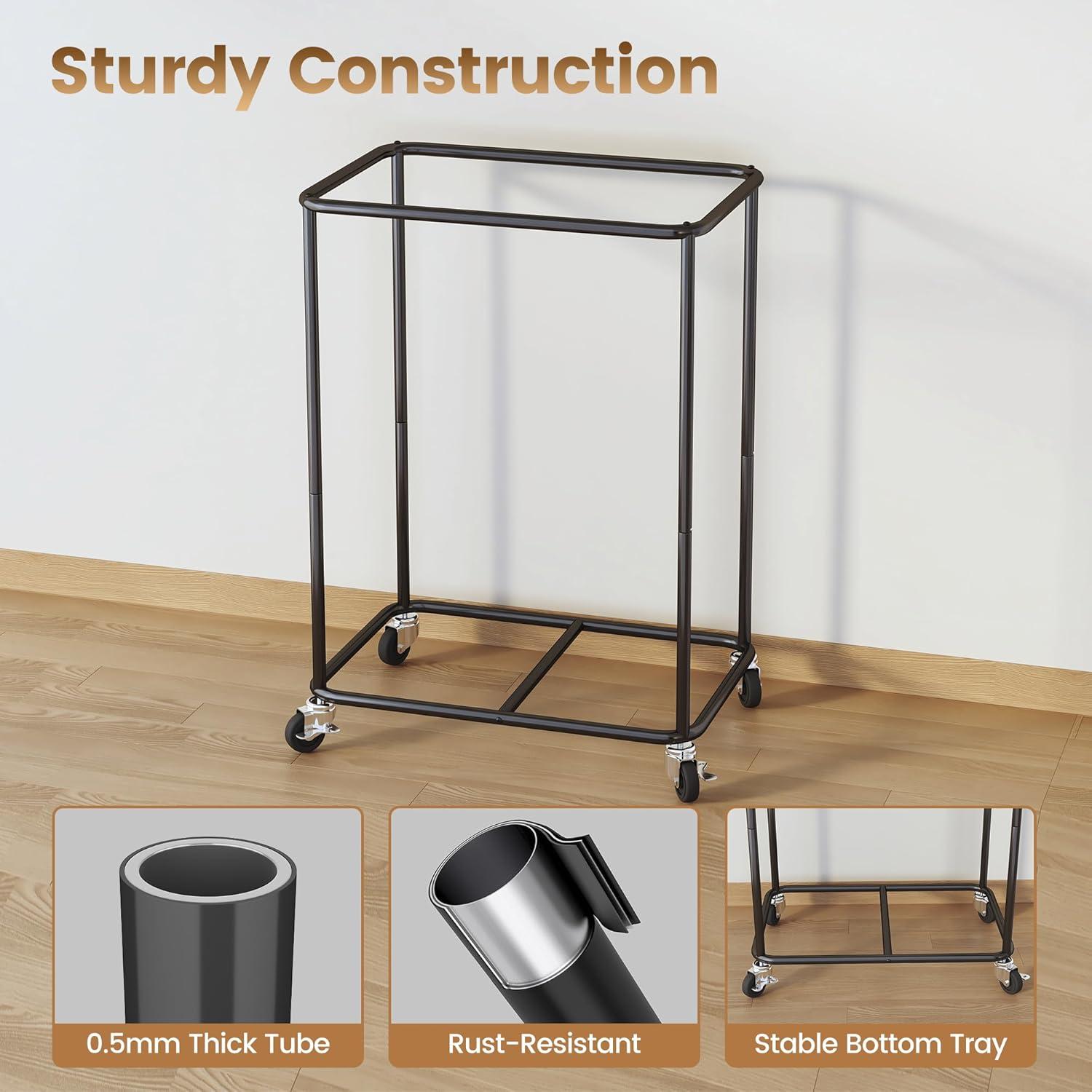 imageHomeiju 180L Large Laundry Hamper with Wheels Rolling Laundry Basket with Metal Frame and Removable Bag Design Dirty Clothes Laundry Cart for Bathroom Dorm Room Laundry Room Black