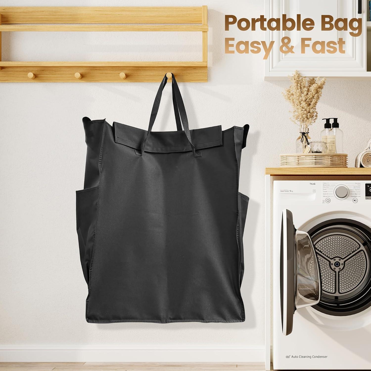 imageHomeiju 180L Large Laundry Hamper with Wheels Rolling Laundry Basket with Metal Frame and Removable Bag Design Dirty Clothes Laundry Cart for Bathroom Dorm Room Laundry Room Black