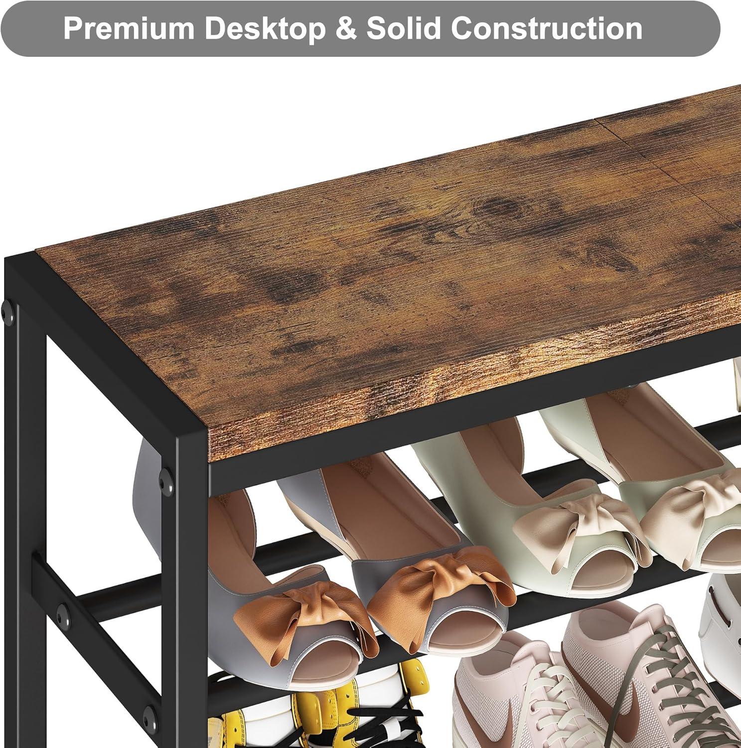 imageHomeiju 5Tier Shoe Rack Shoe Storage Shelf with MDF Top Board Shoe Rack Organizer for 1520 Pairs of Shoes Entryway Shoe Stand with Sturdy Shelves Rustic Brown