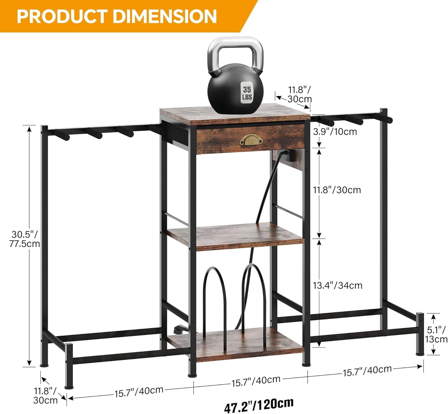 imageHomeiju 6Guitar Floor Stand with Charging Station ampamp 3Tier Storage Guitar Rack with Amp Stand ampamp Cloth Drawer Rubber Protected Guitar Holder for StudioHome  Heavy Duty Metal Frame