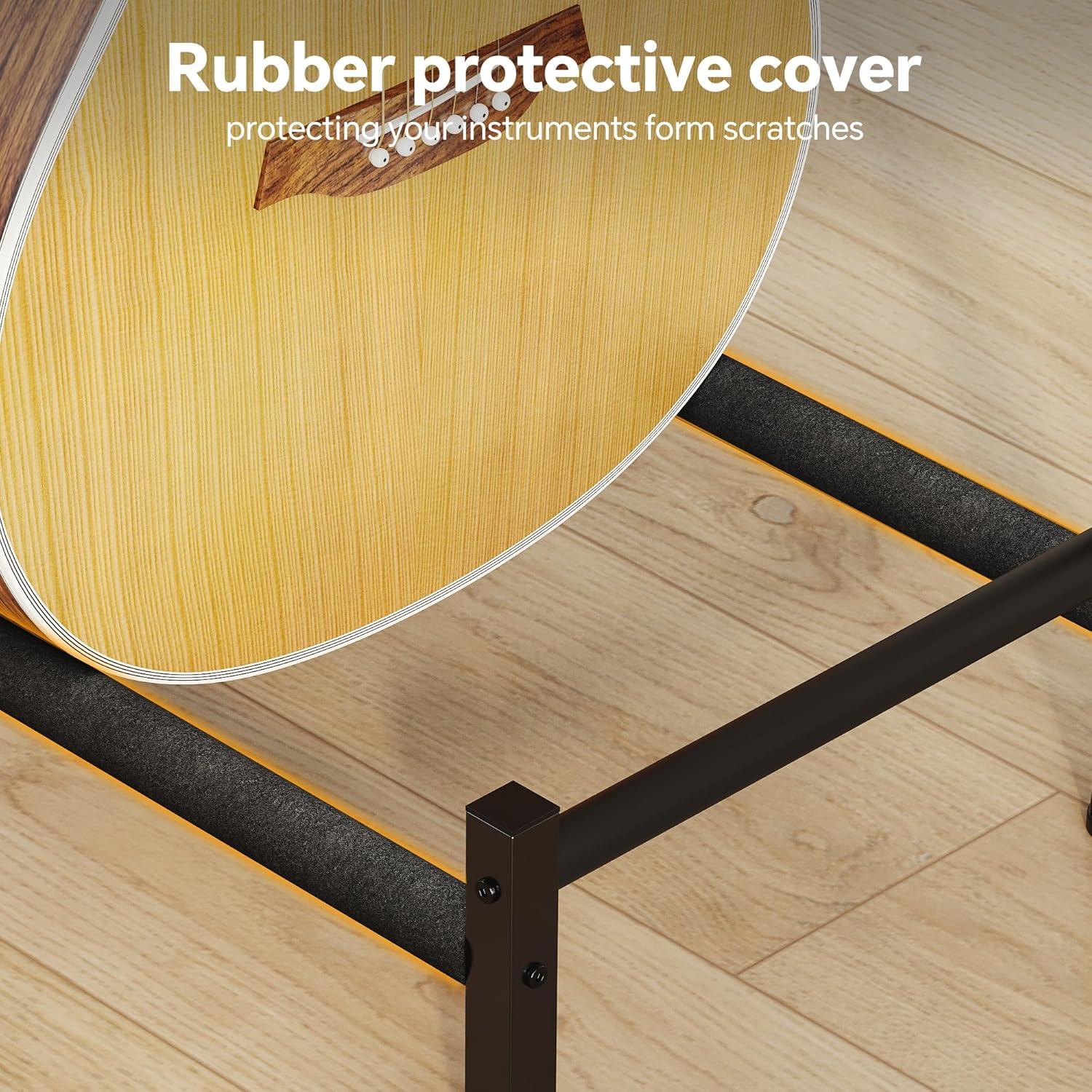 imageHomeiju 6Guitar Floor Stand with Charging Station ampamp 3Tier Storage Guitar Rack with Amp Stand ampamp Cloth Drawer Rubber Protected Guitar Holder for StudioHome  Heavy Duty Metal Frame