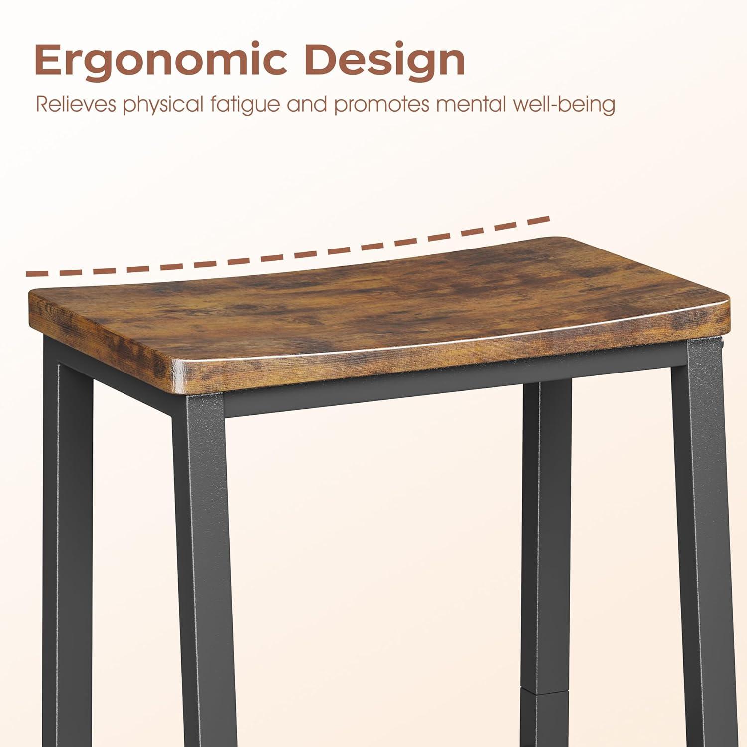 imageHomeiju Bar Stools Counter Height Bar Stools Set of 2 236 Inch Saddle Stools with Footrests Industrial Kitchen Counter Seat for Dining Room Kitchen Counter Rustic Brown