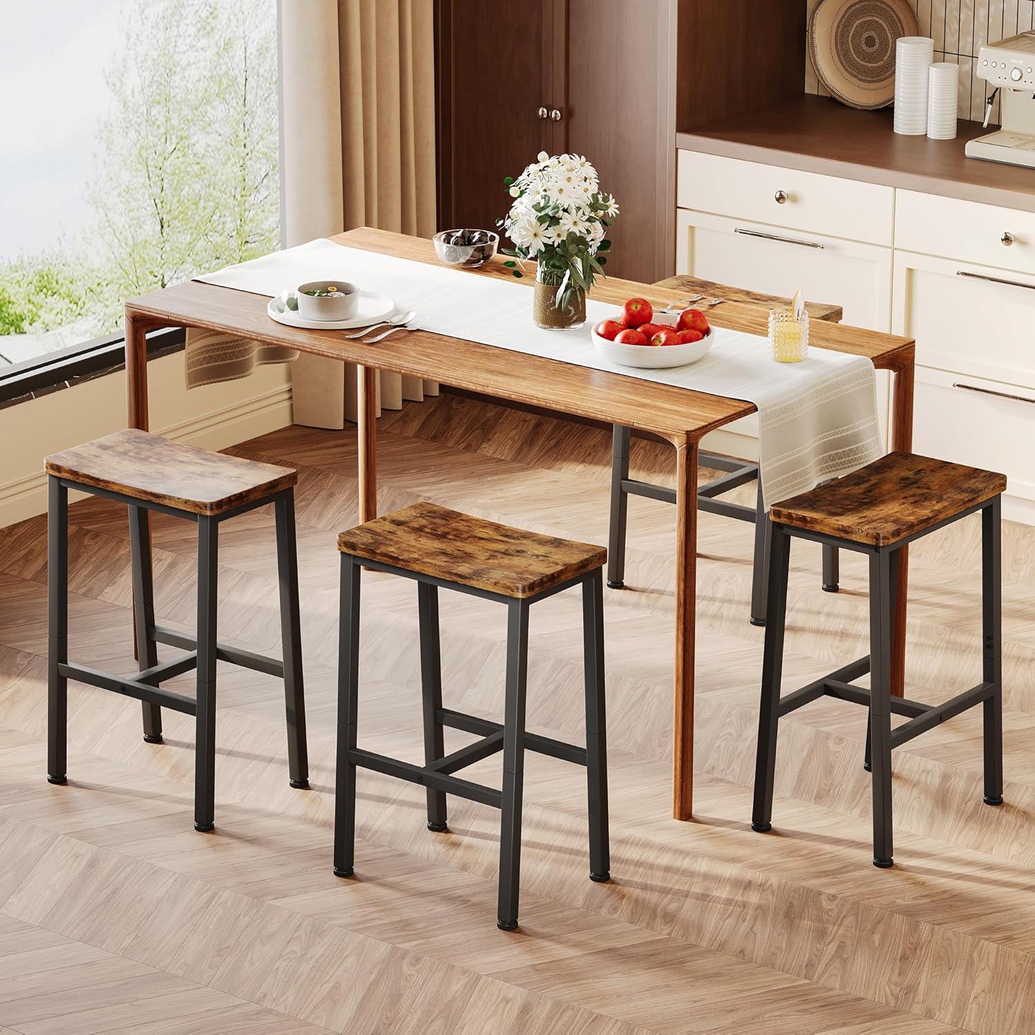 imageHomeiju Bar Stools Counter Height Bar Stools Set of 2 236 Inch Saddle Stools with Footrests Industrial Kitchen Counter Seat for Dining Room Kitchen Counter Rustic Brown