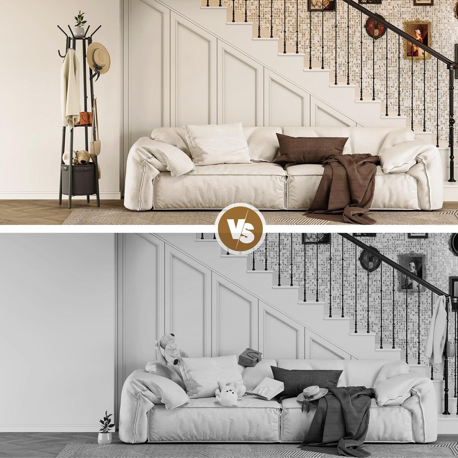 imageHomeiju Coat Rack Freestanding with Storage Basket ampamp 12 Hooks Heavy Duty Hall Tree for Entryway Standing Coat Rack with Shelf for Hallway Bedroom Office Organization