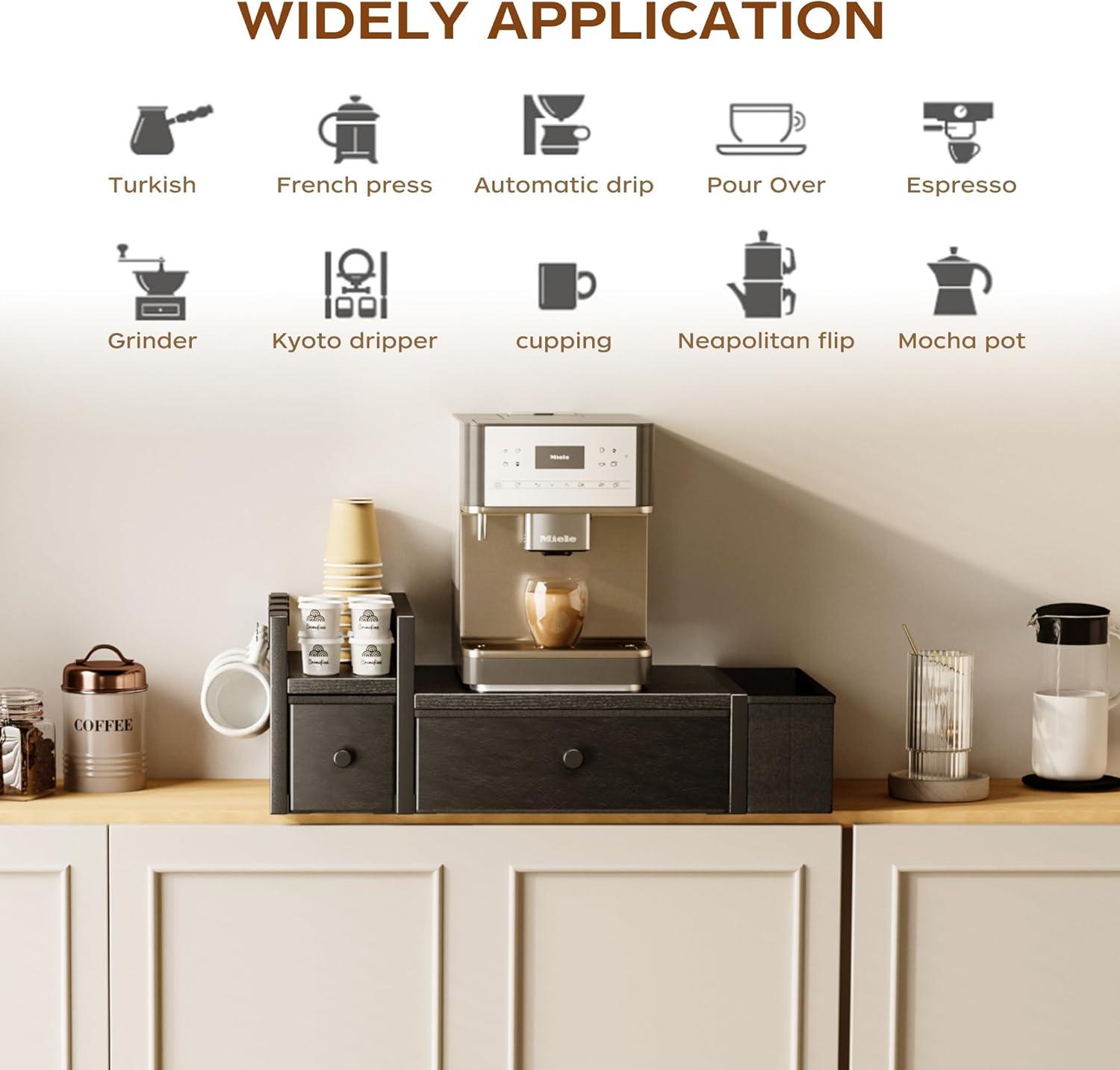 imageHomeiju Coffee Pod Drawers  K Cup Organizer Nespresso Pods Holder with Mug Rack Coffee Holder for Countertop 52 Capacity Pods Suitable for Kitchens Offices and Coffee BarsBlackBlack