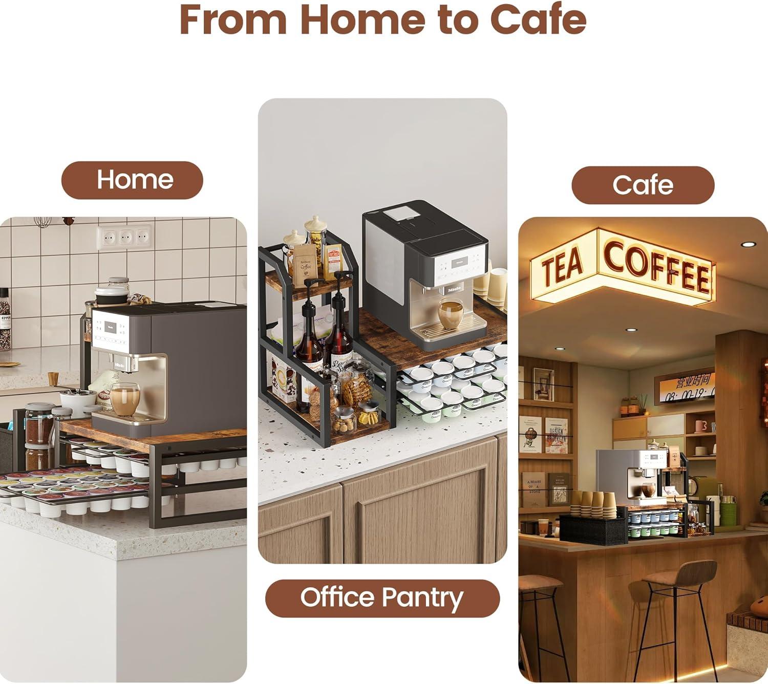 imageHomeiju Coffee Pod Holder Drawer for KCup2Tier Nespresso Pods Holder K Cup Holder Holds 60 KCups ampamp 10 Syrup Bottles Sliding Storage Drawer and Countertop Storage