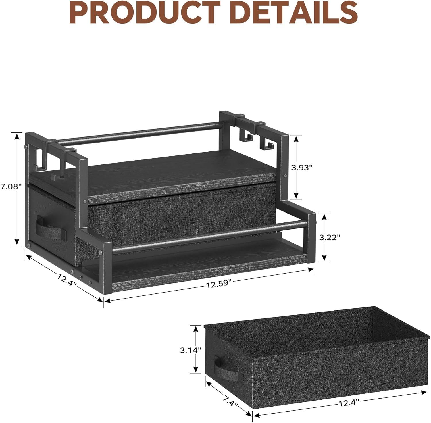 imageHomeiju Coffee Syrup Organizer Rack 2Tier Bottle Coffee Bar Accessories Holder Stand with K Cup Storage Drawer for Coffee bar Wine Rack Storage Shelves for Syrup BlackBlack