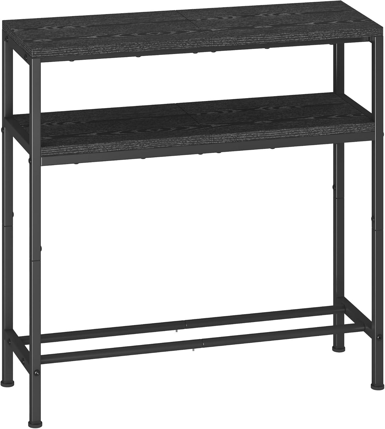 imageHomeiju Entryway Table 315quot Width 2Tier Console Table with Adjustable Shelves Industrial Sofa Table with Storage Foyer Tables for Entryway Hallway Kitchen Living Room and Bedroom BlackBlack