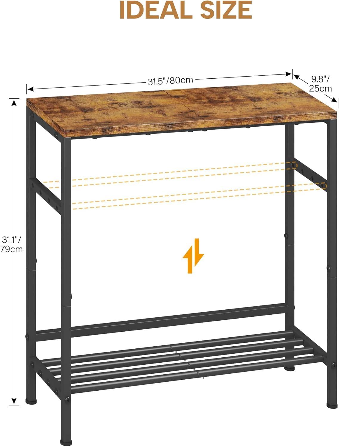 imageHomeiju Entryway Table 315quot Width 2Tier Console Table with Adjustable Shelves Industrial Sofa Table with Storage Foyer Tables for Entryway Hallway Kitchen Living Room and Bedroom BlackVintage