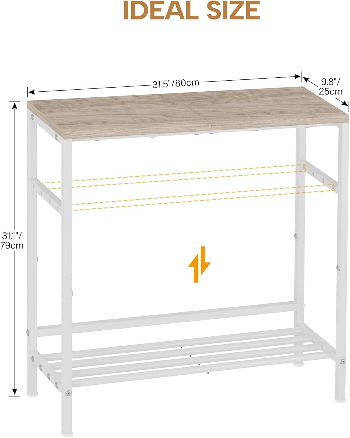 imageHomeiju Entryway Table 315quot Width 2Tier Console Table with Adjustable Shelves Industrial Sofa Table with Storage Foyer Tables for Entryway Hallway Kitchen Living Room and Bedroom BlackLight Coffee
