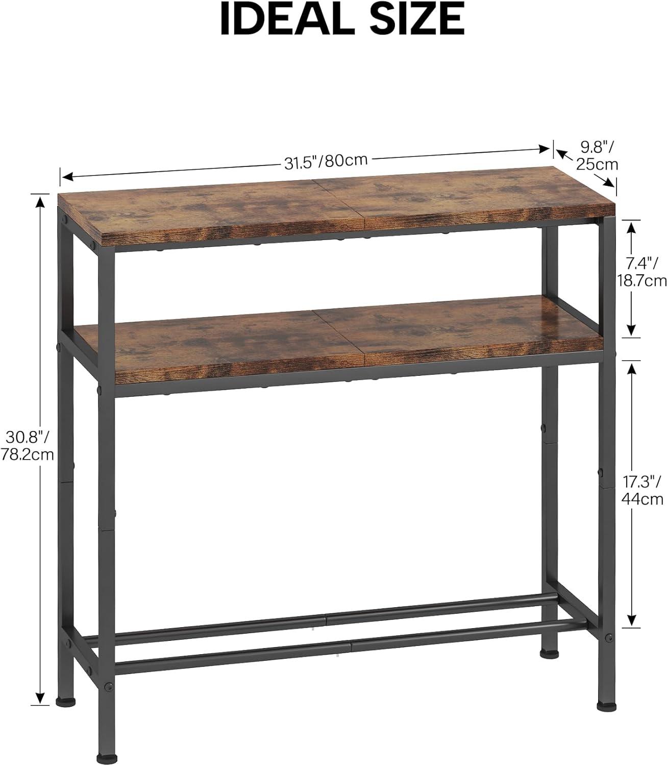 imageHomeiju Entryway Table 315quot Width 2Tier Console Table with Adjustable Shelves Industrial Sofa Table with Storage Foyer Tables for Entryway Hallway Kitchen Living Room and Bedroom BlackVintage