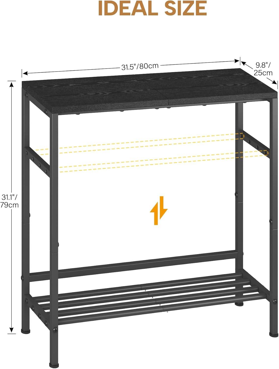 imageHomeiju Entryway Table 315quot Width 2Tier Console Table with Adjustable Shelves Industrial Sofa Table with Storage Foyer Tables for Entryway Hallway Kitchen Living Room and Bedroom BlackBlack