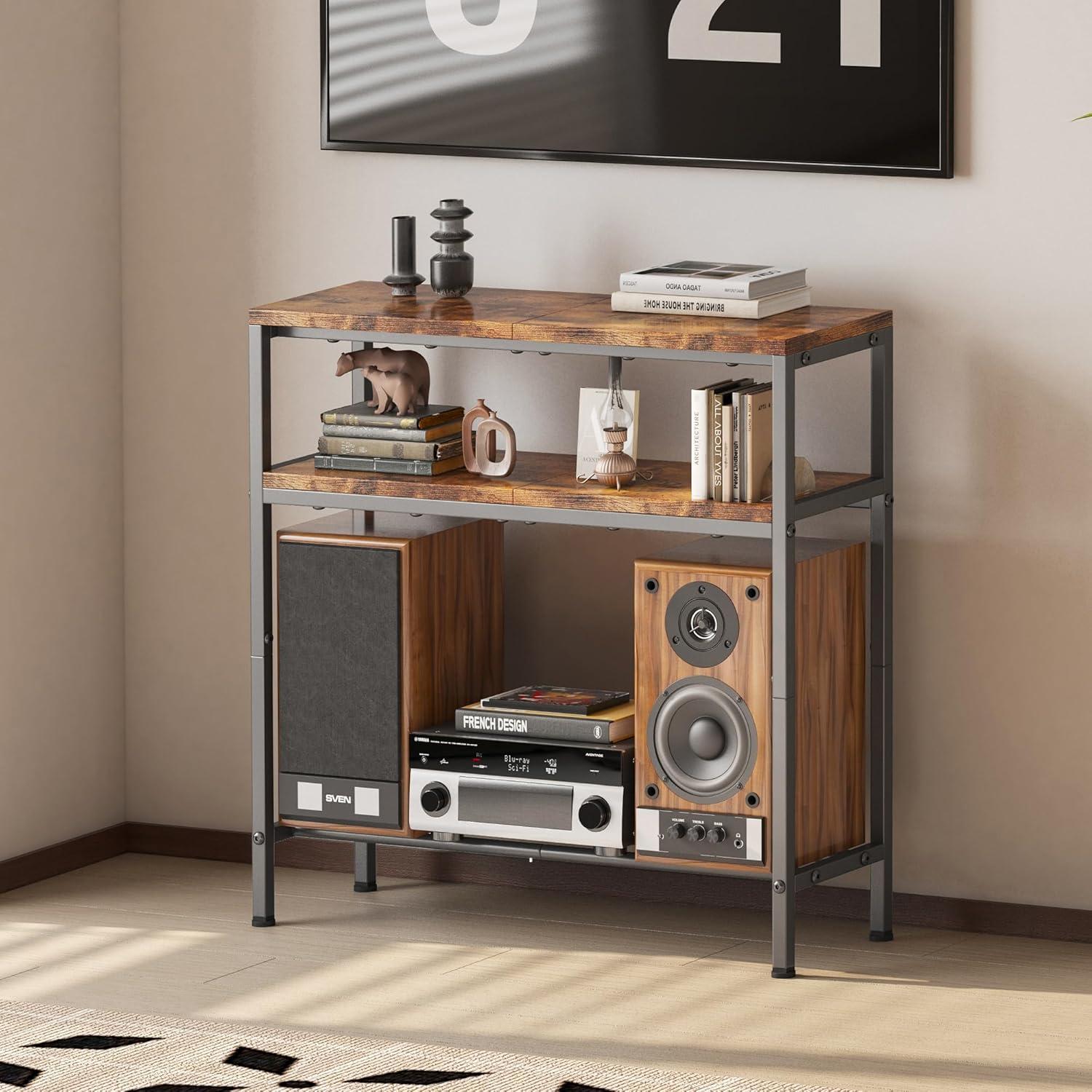 imageHomeiju Entryway Table 315quot Width 2Tier Console Table with Adjustable Shelves Industrial Sofa Table with Storage Foyer Tables for Entryway Hallway Kitchen Living Room and Bedroom BlackVintage