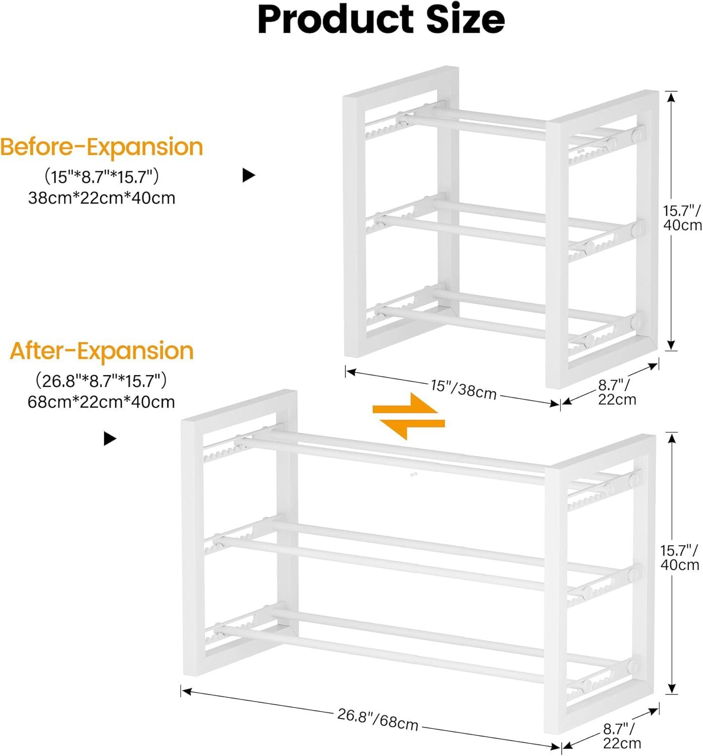 imageHomeiju Expandable Shoe Rack 2 Tier Metal Shoe Shelf Adjustable Shoe Stand for Sneakers Boots Heels HeavyDuty Steel Standing Shoe Organizer for Entryway Closet Bedroom BlackWhite