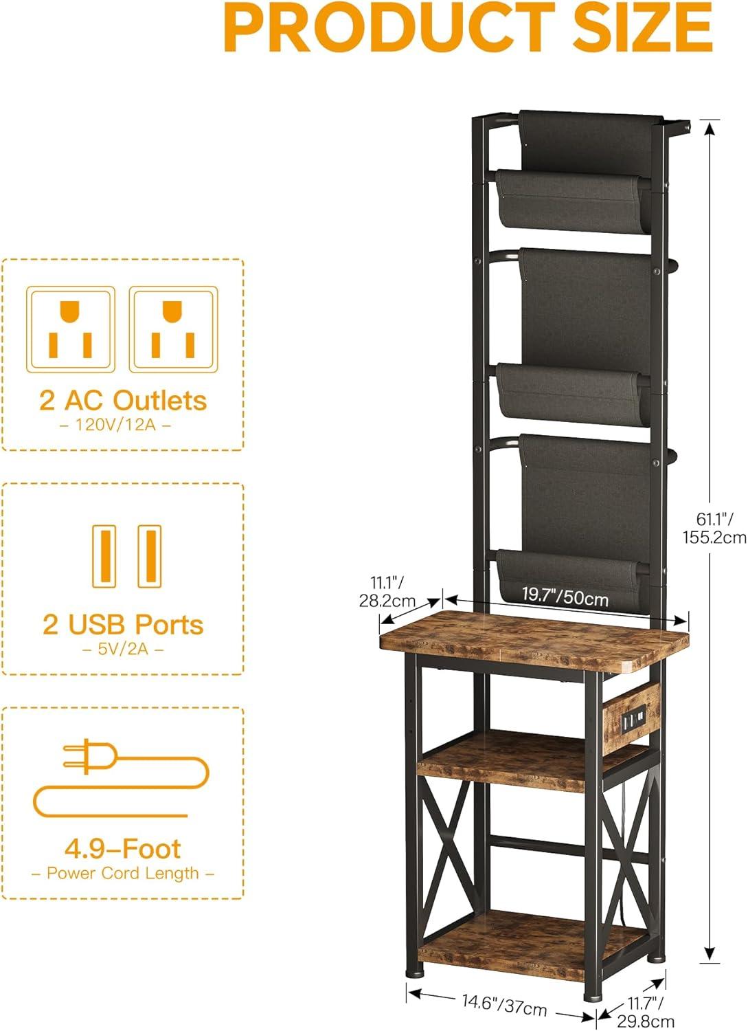 imageRecord Player Stand with Power Outlet 6 Tier Vinyl Record Display Shelf Record Player Table with album storage up to 200 Albums Console Organizer Display Shelf Gifts for Music Lovers