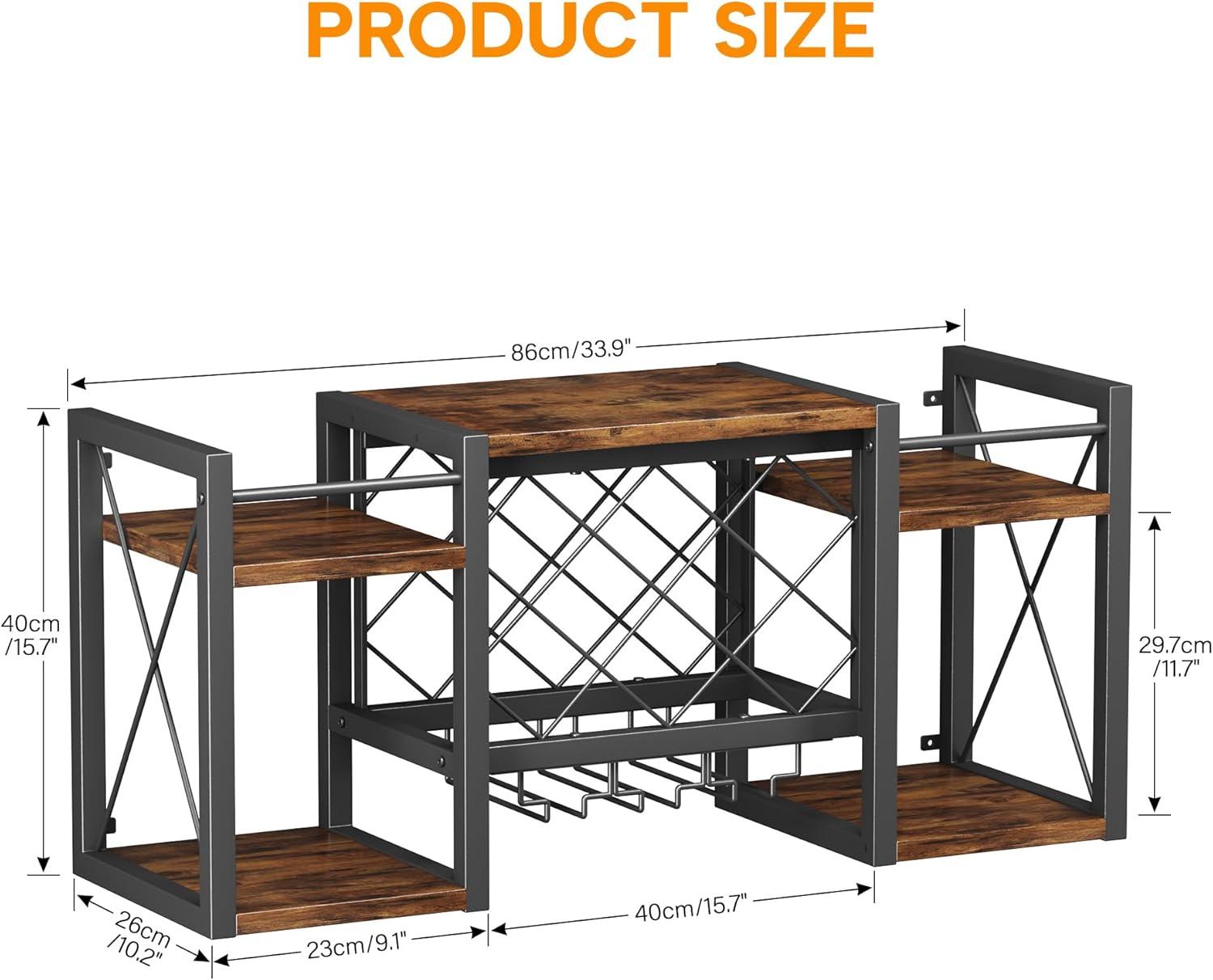 imageWall Mounted Wine Rack with Glass Holder WoodMetal Retro Bar Shelf Wine Bottles Display Wall Storage for Kitchen Dining Room Home BarVintage