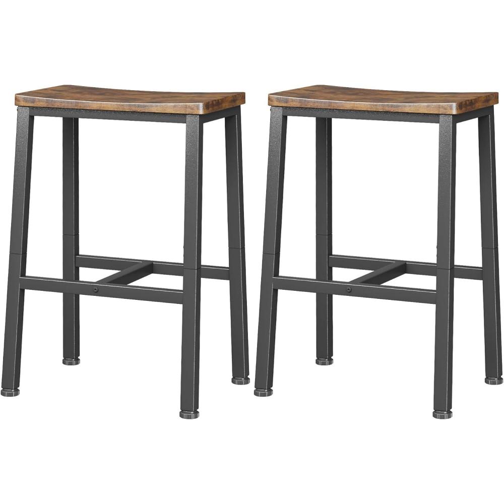 imageHomeiju Bar Stools Counter Height Bar Stools Set of 2 236 Inch Saddle Stools with Footrests Industrial Kitchen Counter Seat for Dining Room Kitchen Counter Rustic Brown