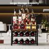 image5Tier Liquor Bottle Display Shelf Holds up to 20 Bottles Countertop Wine Racks with 6 Wine Glass Holders Mini Wine Bar Cabinet for Home All in One Coffee Syrup Whiskey Organizer