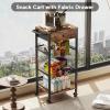 image5Tier Snack Organizer Cart with 3 Height Adjustable PullOut Baskets and 2 Storage Shelves Utility Kitchen Organizer and Storage Cart with Convenient Handle for Fruit Potato Onion Vegetable Snack4 Tier with Drawer