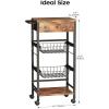 image5Tier Snack Organizer Cart with 3 Height Adjustable PullOut Baskets and 2 Storage Shelves Utility Kitchen Organizer and Storage Cart with Convenient Handle for Fruit Potato Onion Vegetable Snack4 Tier with Drawer