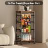 image5Tier Snack Organizer Cart with 3 Height Adjustable PullOut Baskets and 2 Storage Shelves Utility Kitchen Organizer and Storage Cart with Convenient Handle for Fruit Potato Onion Vegetable Snack5 Tier