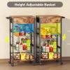 image5Tier Snack Organizer Cart with 3 Height Adjustable PullOut Baskets and 2 Storage Shelves Utility Kitchen Organizer and Storage Cart with Convenient Handle for Fruit Potato Onion Vegetable Snack4 Tier with Drawer