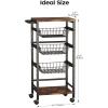 image5Tier Snack Organizer Cart with 3 Height Adjustable PullOut Baskets and 2 Storage Shelves Utility Kitchen Organizer and Storage Cart with Convenient Handle for Fruit Potato Onion Vegetable Snack5 Tier