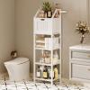 imageBathroom Floor Cabinet 5Tier Bathroom Storage Organizer Rack with Drawer Multifunctional Corner Unit 4724 Inches in Height White