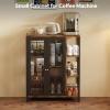 imageCoffee Bar Cabinet with Storage Liquor Cabinet Bar with 2 Visible Doors Small Coffee Station Cabinets Farmhouse Industrial Buffet Sideboard Cabinets for Home Kitchen Dining Room Living Room