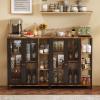 imageCoffee Bar Cabinet with Storage Liquor Cabinet Bar with 2 Visible Doors Small Coffee Station Cabinets Farmhouse Industrial Buffet Sideboard Cabinets for Home Kitchen Dining Room Living Room