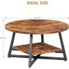 imageCoffee Table for Living Room Round Coffee Table Small Circle Coffee Table with Storage Modern Wood Round Center Table for Home Office Small Space Easy Assembly BlackRustic Brown