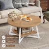 imageCoffee Table for Living Room Round Coffee Table Small Circle Coffee Table with Storage Modern Wood Round Center Table for Home Office Small Space Easy Assembly BlackLight Coffee